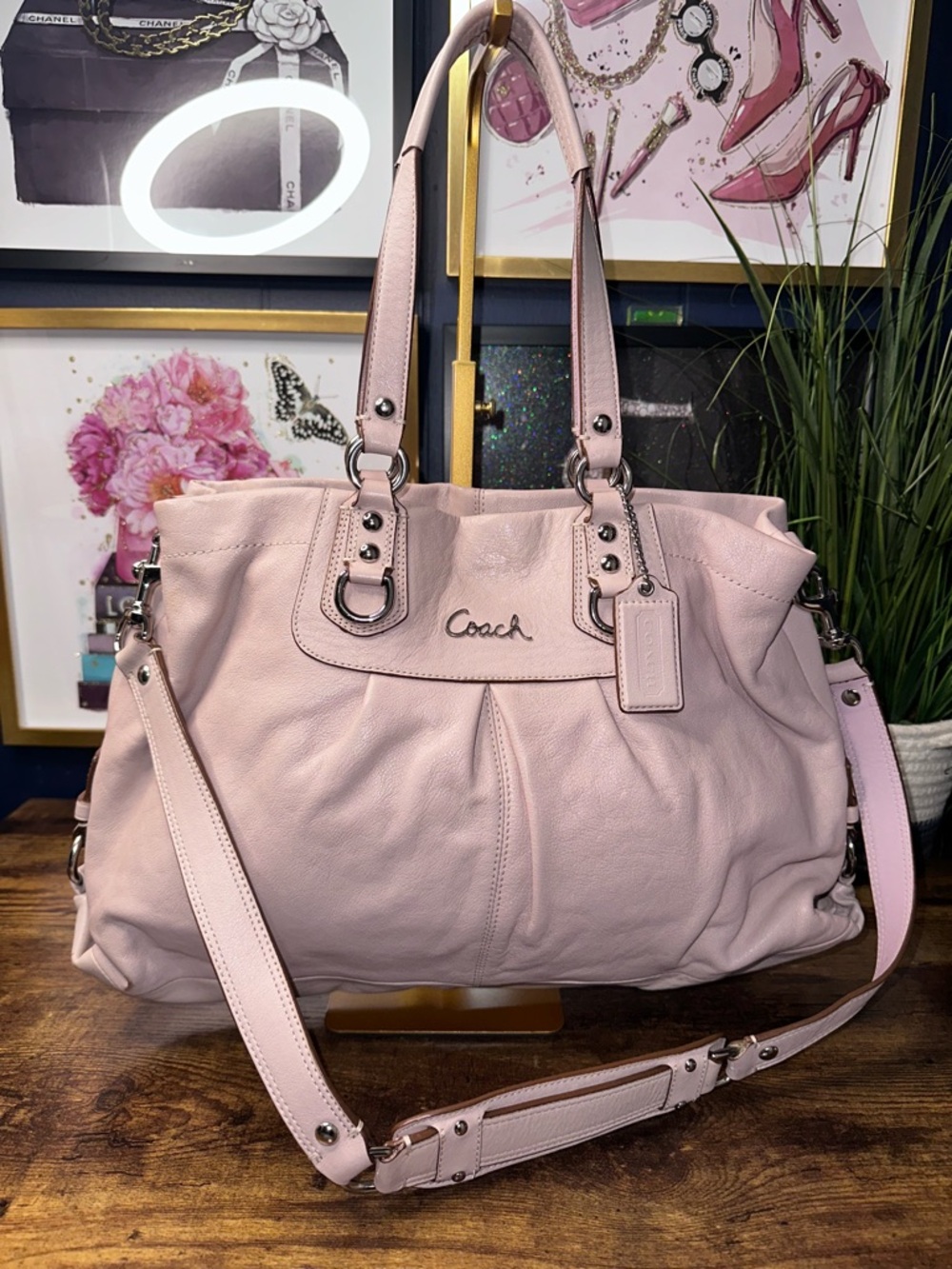 Coach Madison Maggie Pink Leather Satchel Crossbody Bag - Picture 7 of 16
